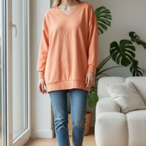 Elegant Coral V-Neck Sweater for Women
